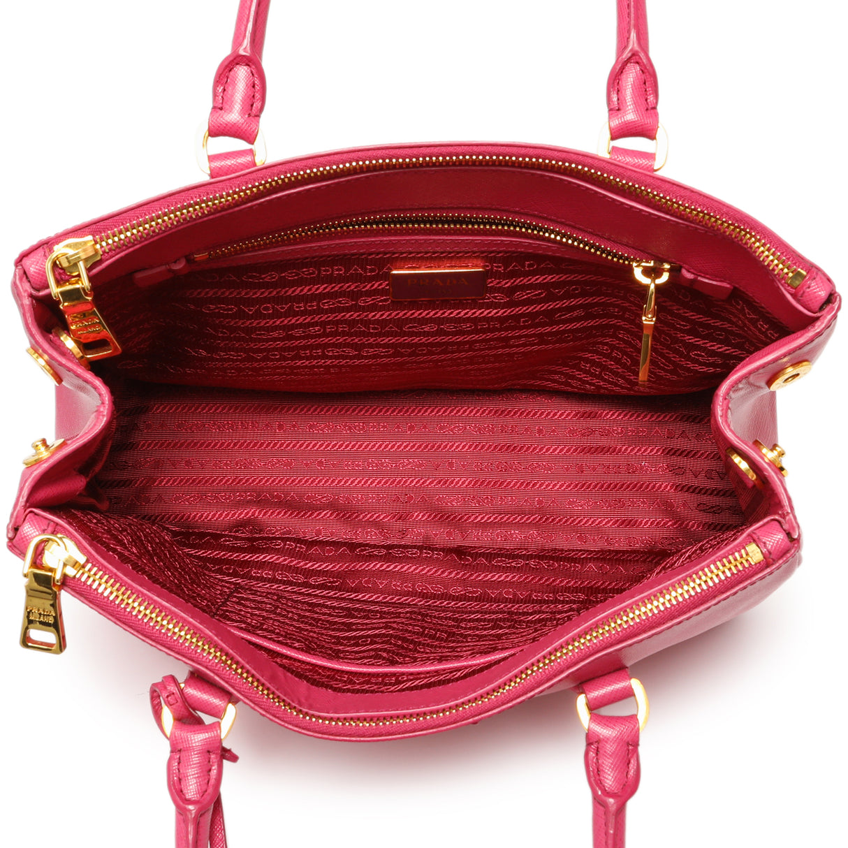 Prada Pink Saffiano Small Galleria Double Zip Tote Handbags Prada