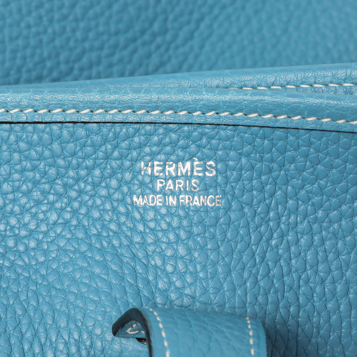 Hermes Blue Jean Clemence Evelyne II GM Handbags Hermes