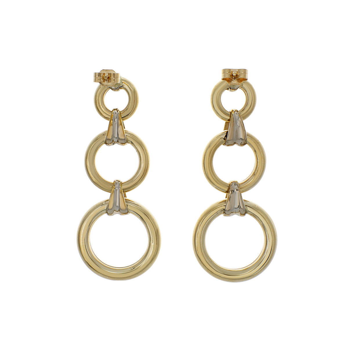 14K Yellow/White Gold Hoop Drop Earrings Fine Jewellery Modaselle