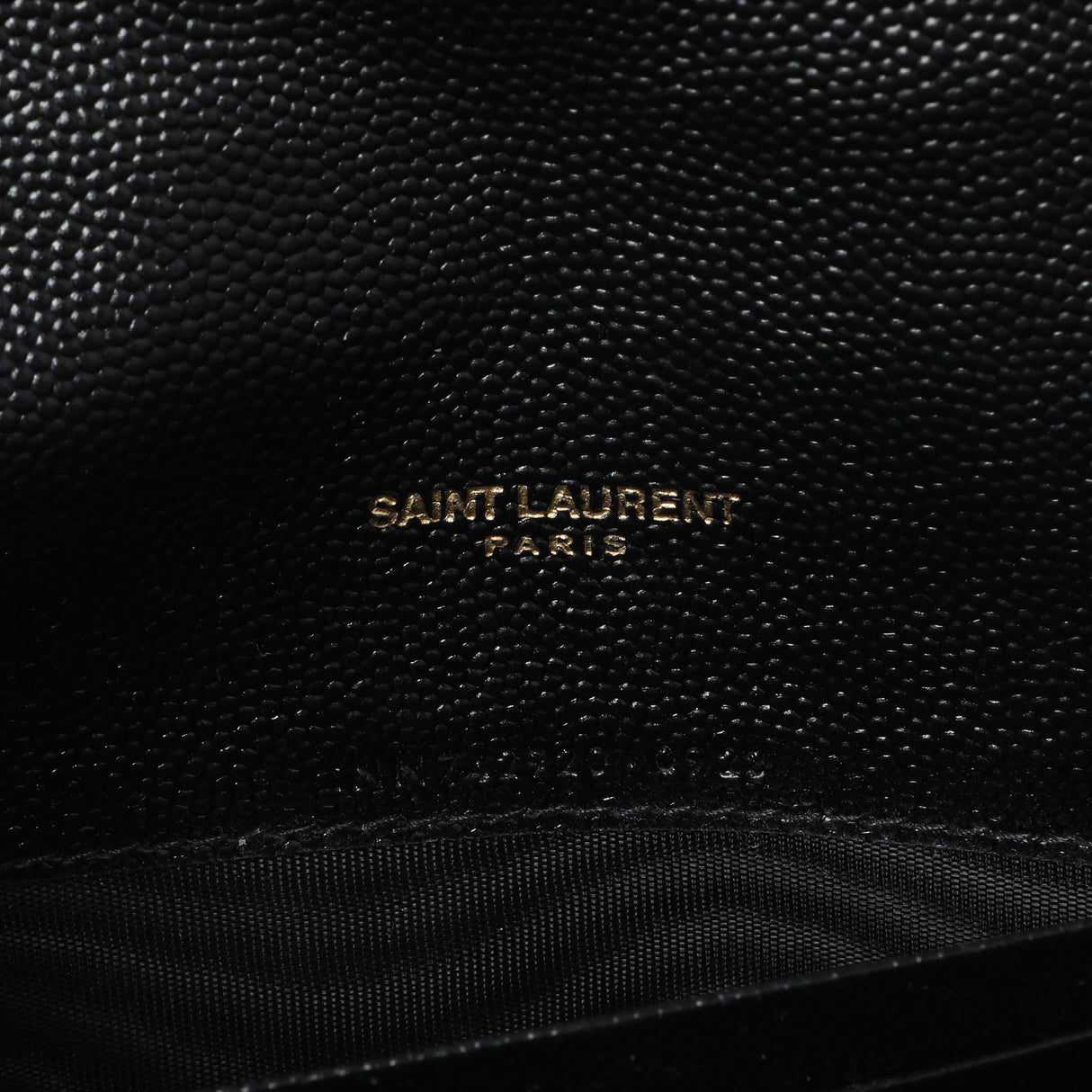 Saint Laurent Black Grain De Poudre Matelasse Chevron Monogram Envelope Chain Wallet