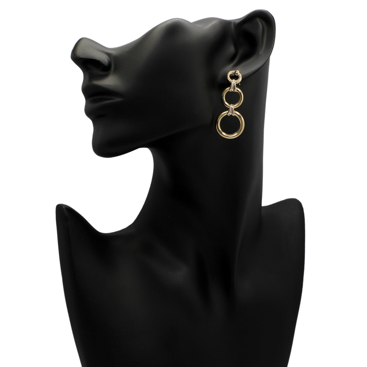 14K Yellow/White Gold Hoop Drop Earrings Fine Jewellery Modaselle