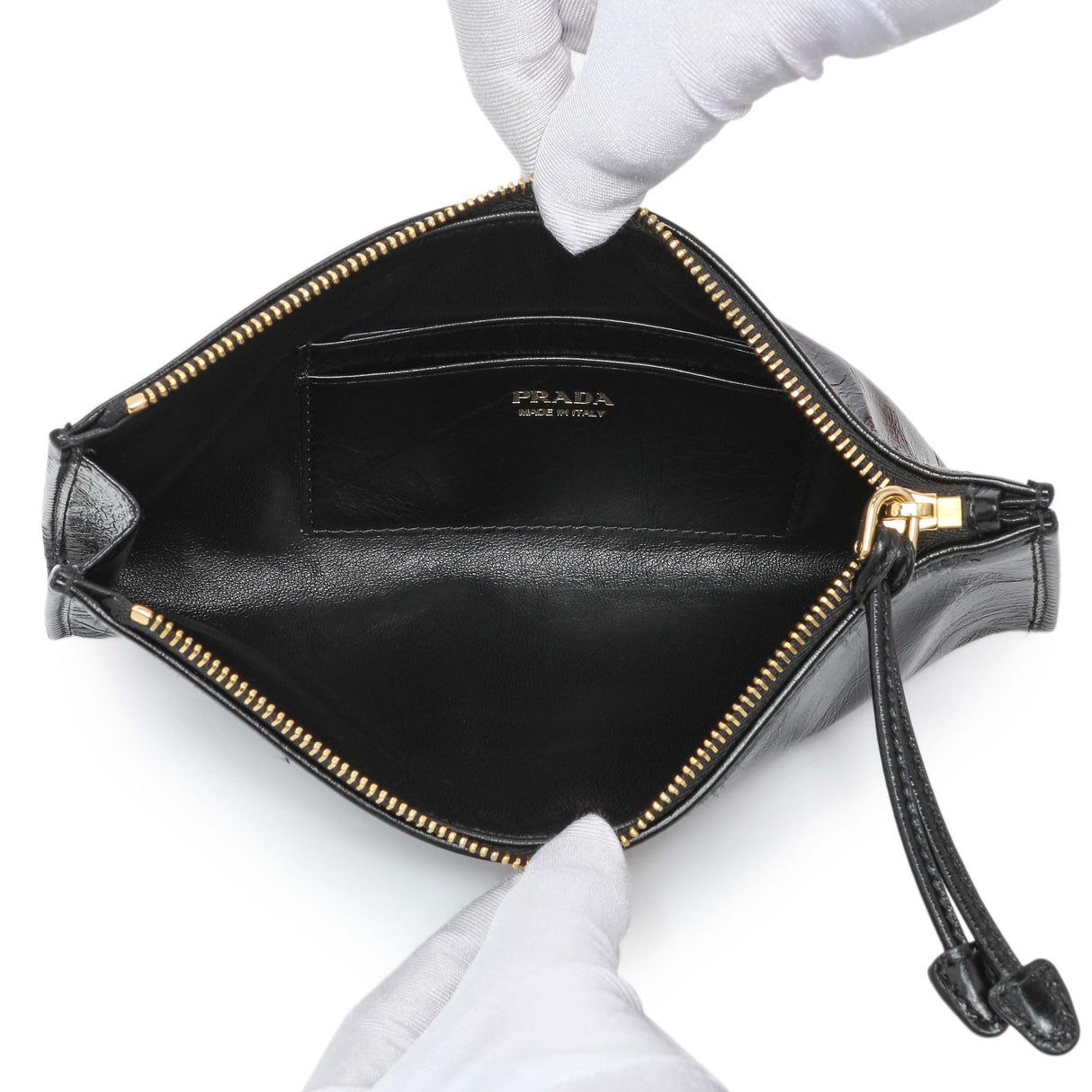 Prada Black Lux Calfskin Pouch Accessories Prada
