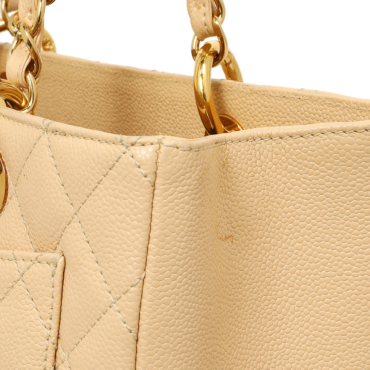 Chanel Beige Quilted Caviar Grand Shopping Tote GST Handbags Chanel