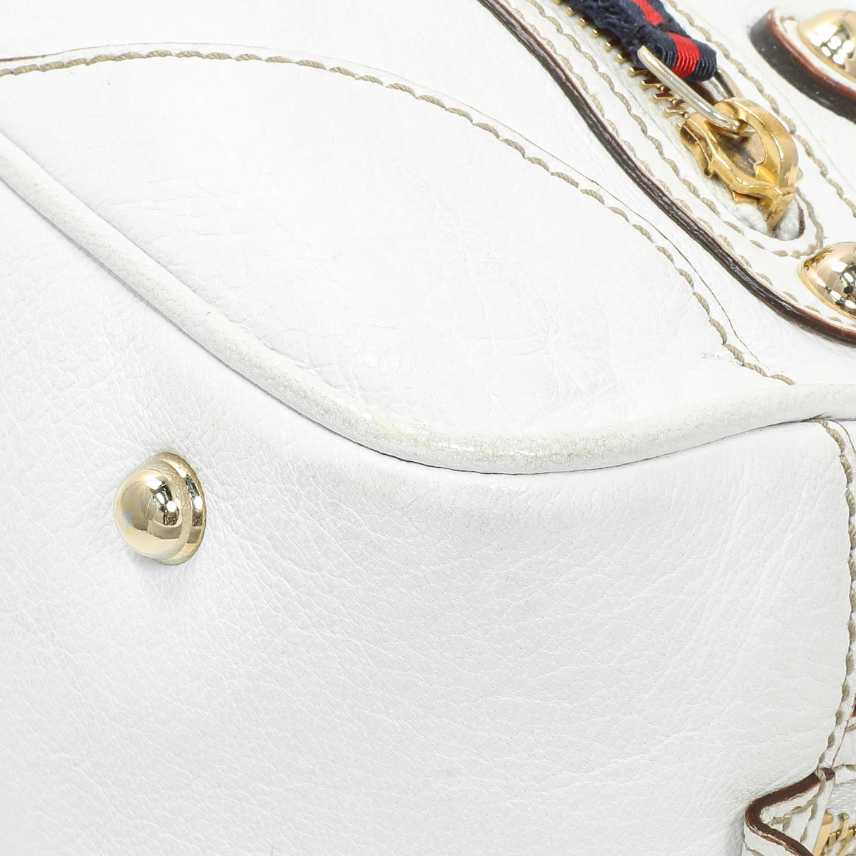 Gucci White Calfskin Capri Small Bowler Handbags Gucci