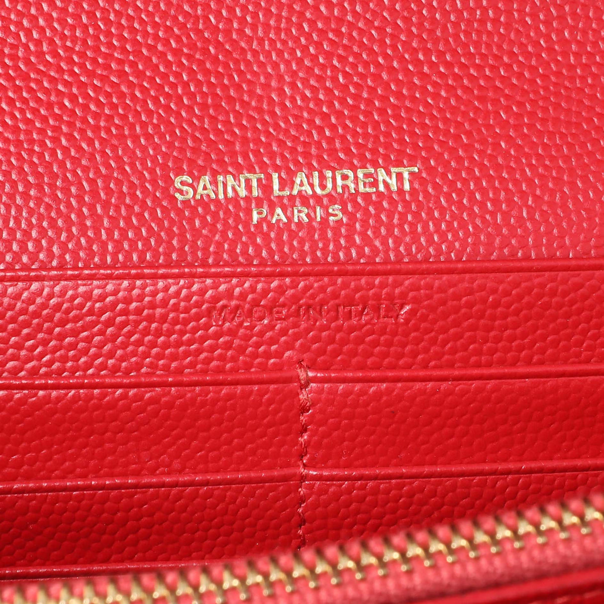 Saint Laurent Red Grain De Poudre Matelasse Chevron Monogram Chain Wallet Handbags Saint Laurent