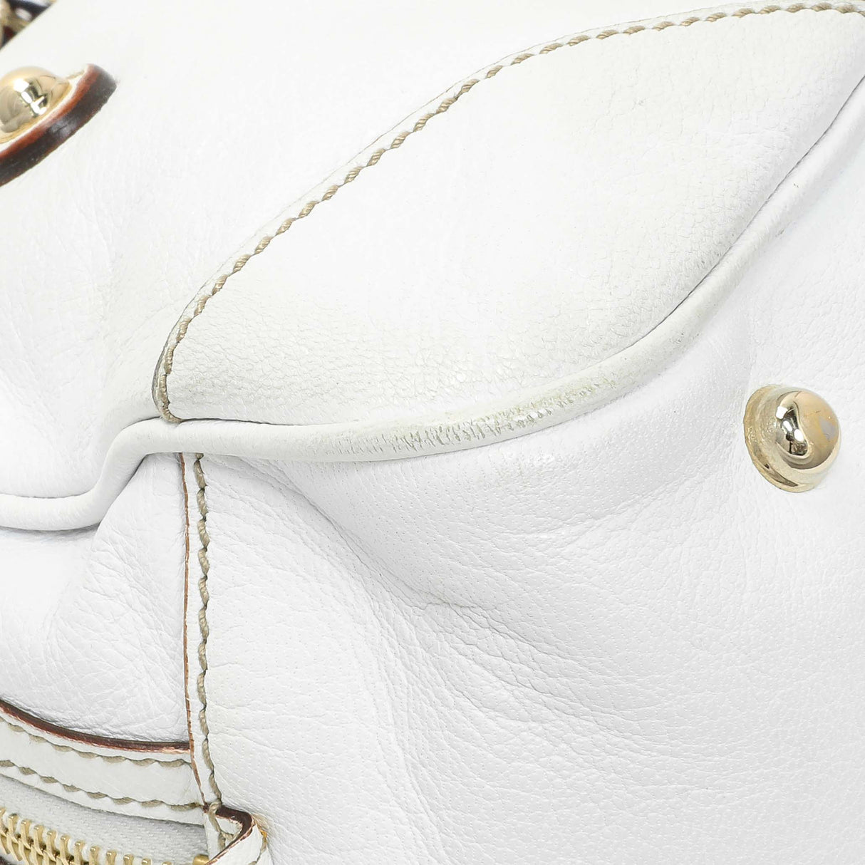 Gucci White Calfskin Capri Small Bowler Handbags Gucci
