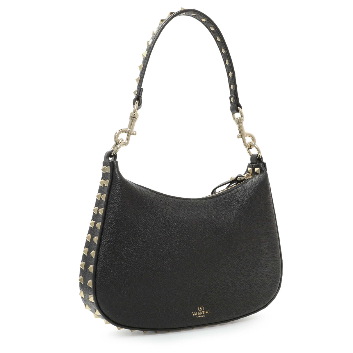 Valentino Black Grained Calfskin Rockstud Crossbody Handbags Valentino