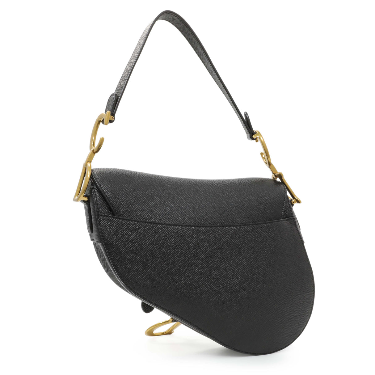 Christian Dior Black Grained Calfskin Saddle Bag Handbags Christian Dior