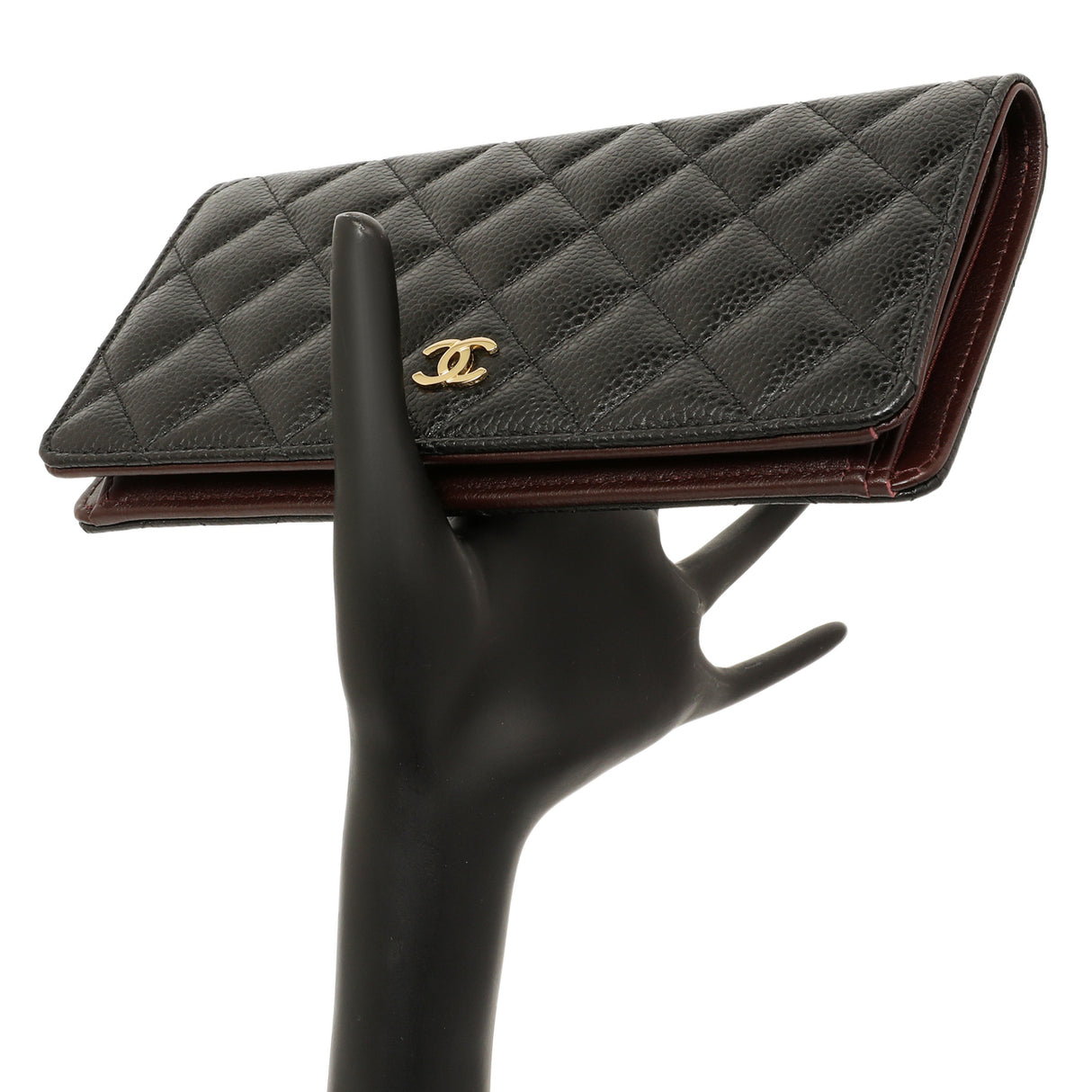 Chanel Black Quilted Caviar Yen Wallet Accessories Chanel