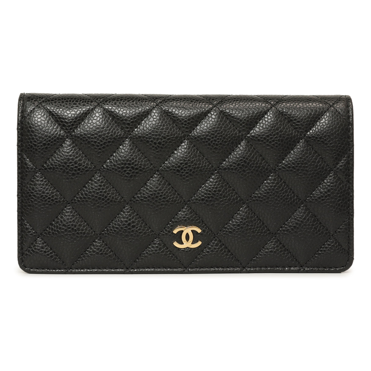 Chanel Black Quilted Caviar Yen Wallet Accessories Chanel