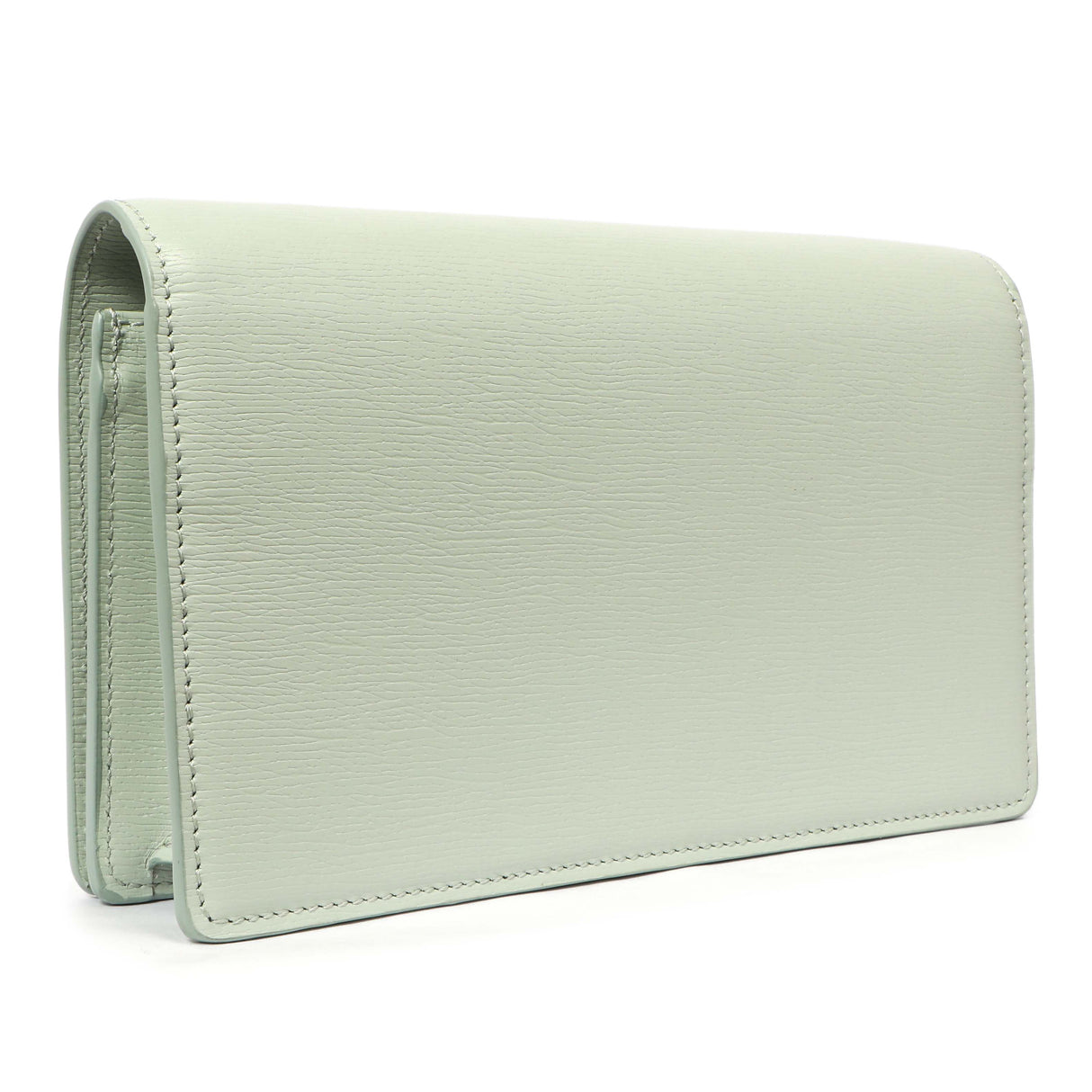 Gucci Pale Green Textured Calfskin Script Logo Chain Wallet Handbags Gucci