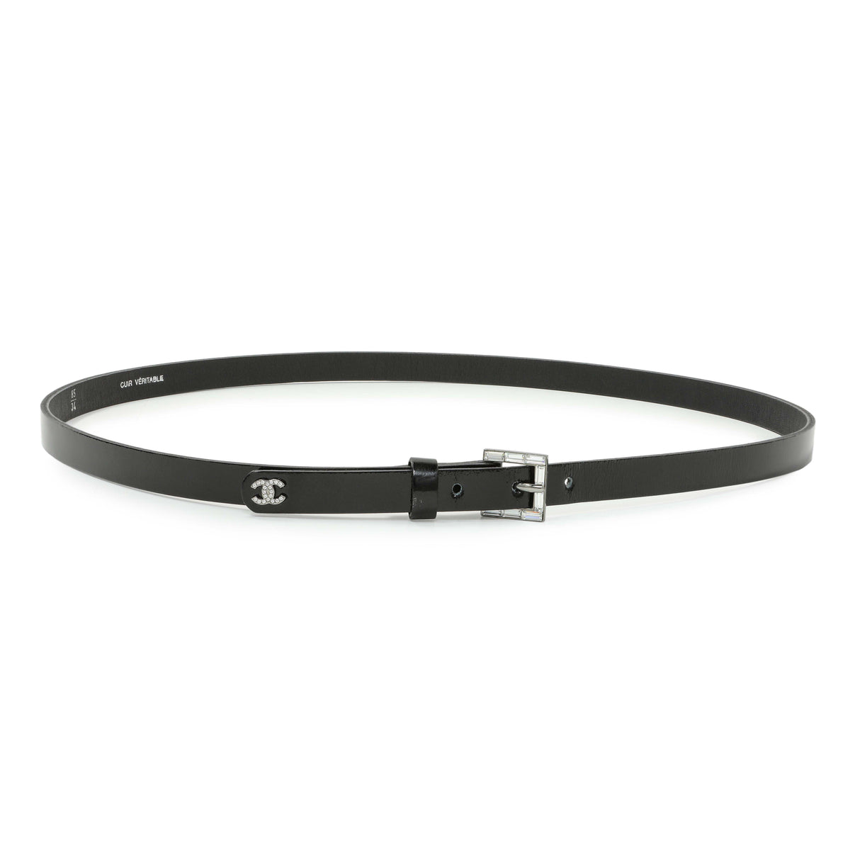 Chanel Black Patent Strass Crystal Belt Accessories Chanel