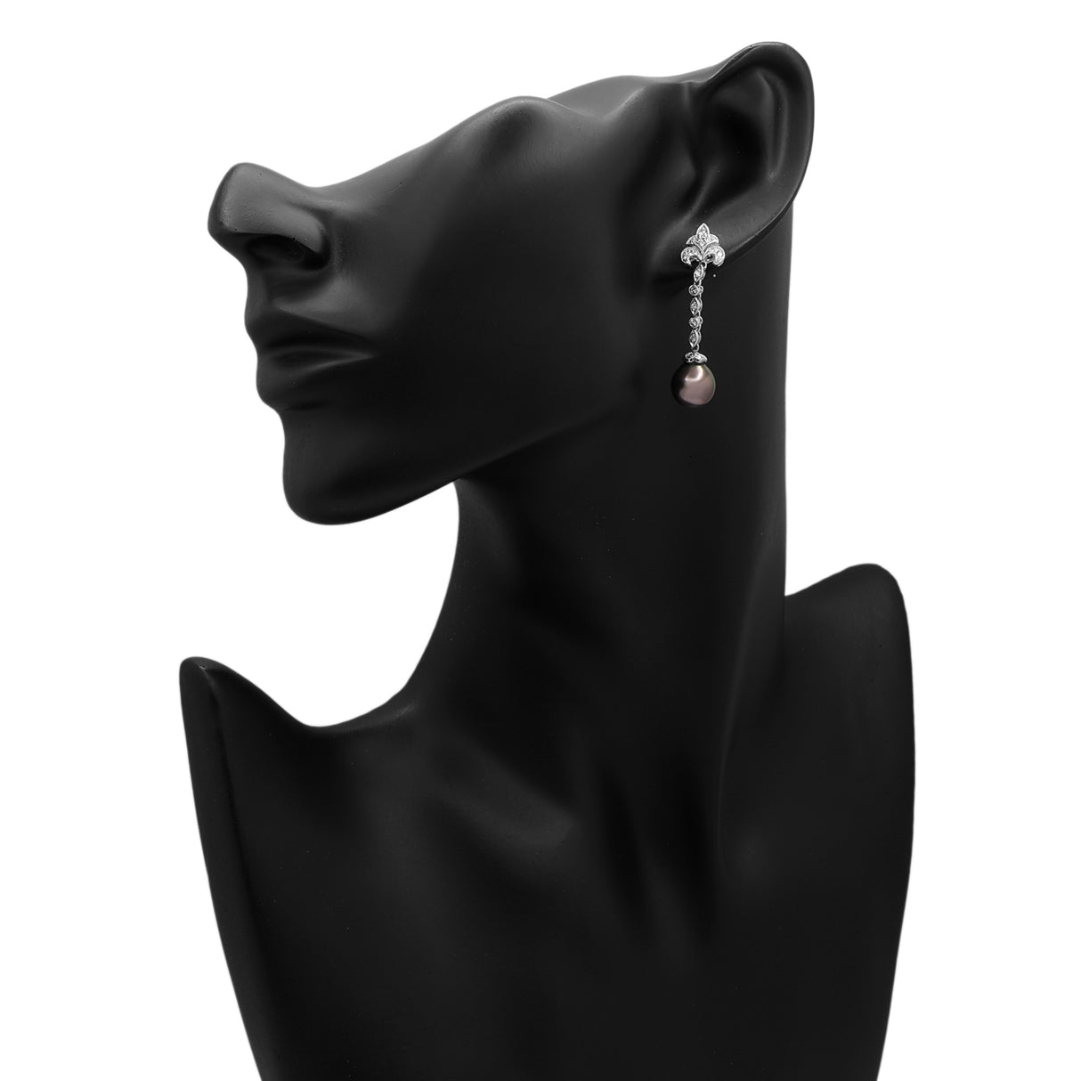 18K White Gold Tahitian South Sea Pearl Drop Earrings Fine Jewellery Modaselle