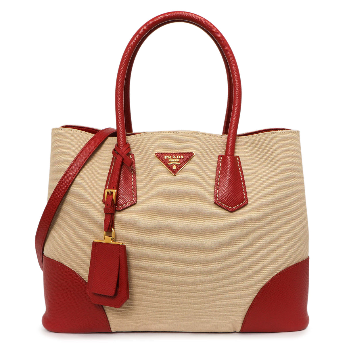 Prada Canapa Saffiano Large Double Bag Handbags Prada