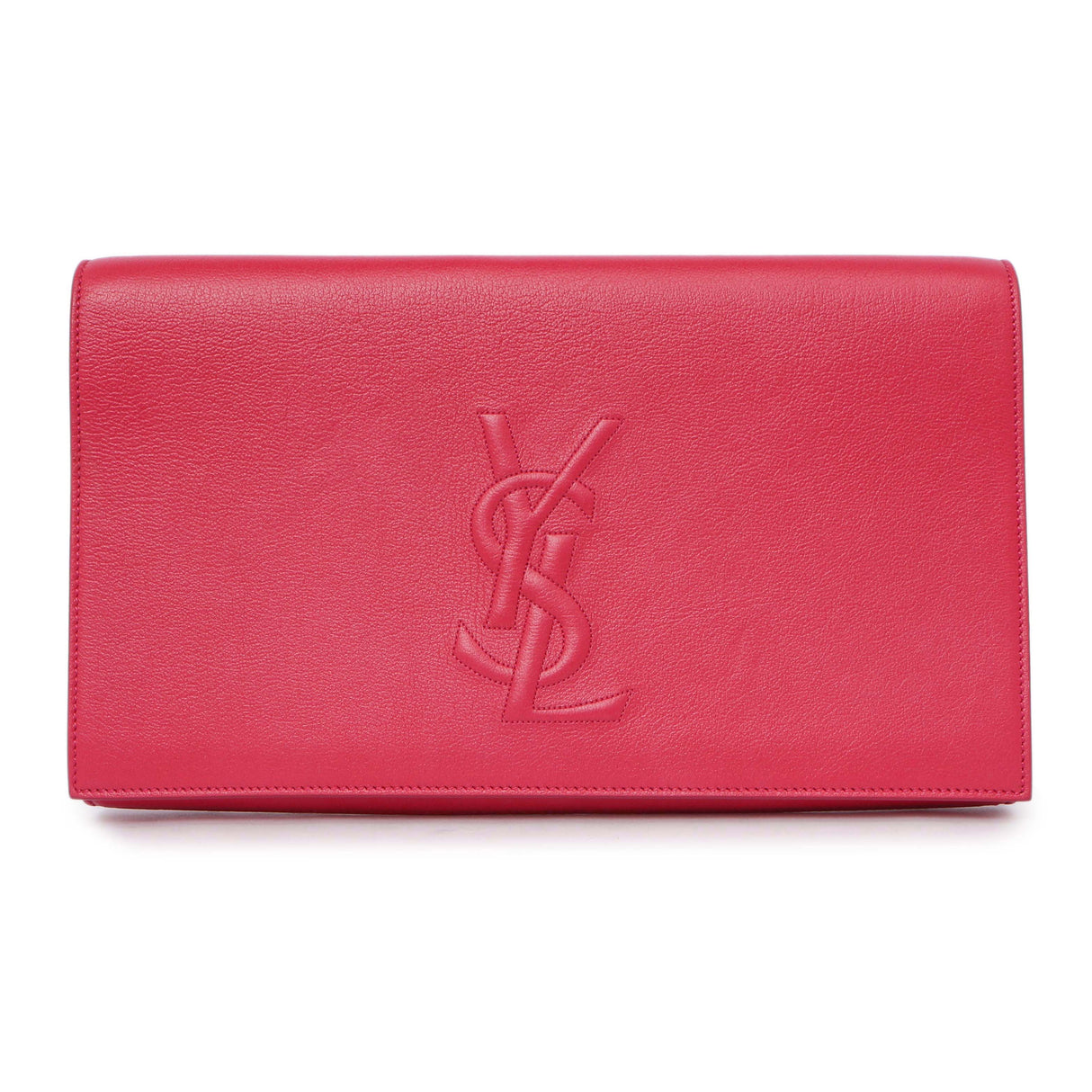 Saint Laurent Fuchsia Calfskin Monogram Large Belle De Jour Clutch Handbags Saint Laurent