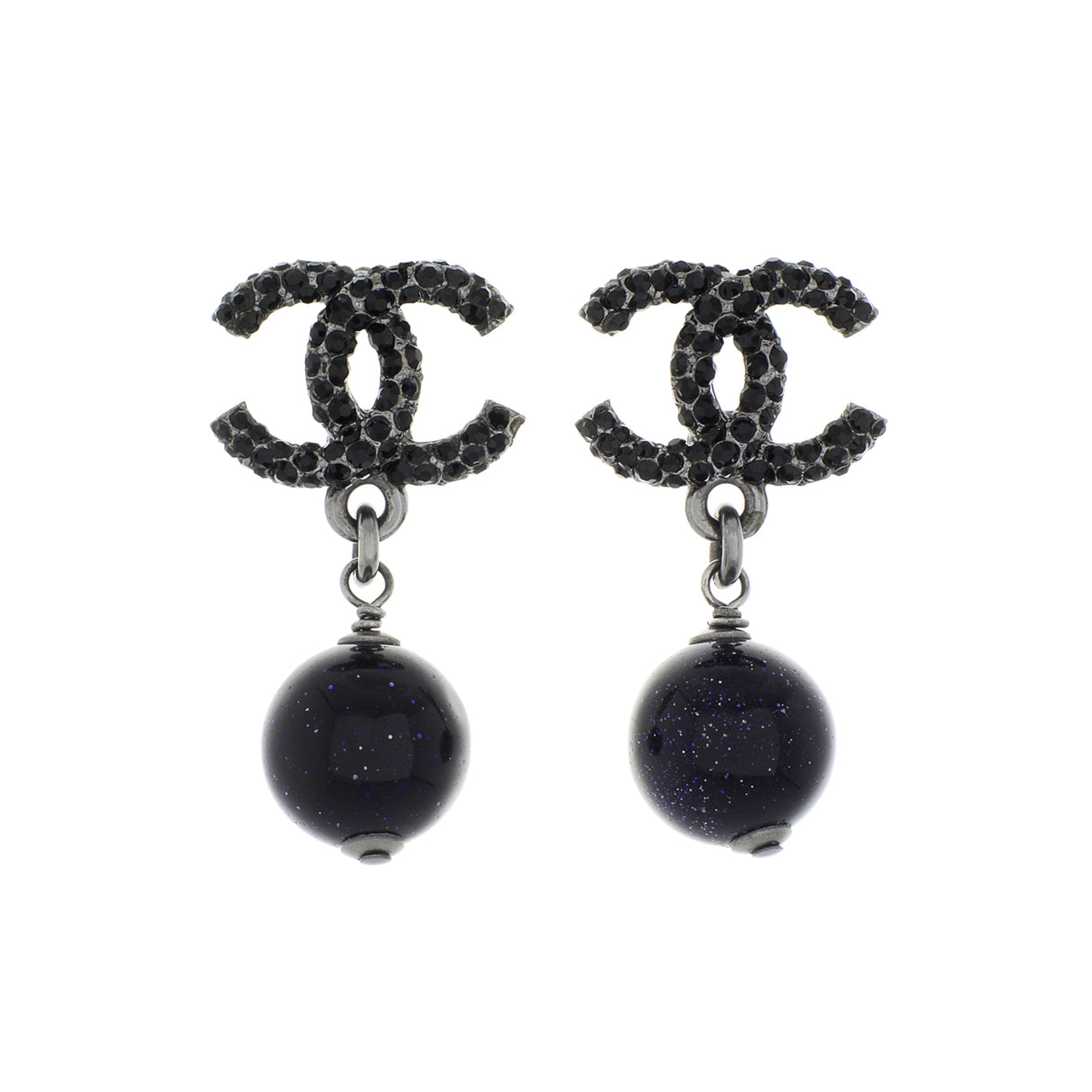 Chanel Crystal CC Bead Drop Earrings Designer Jewellery Chanel