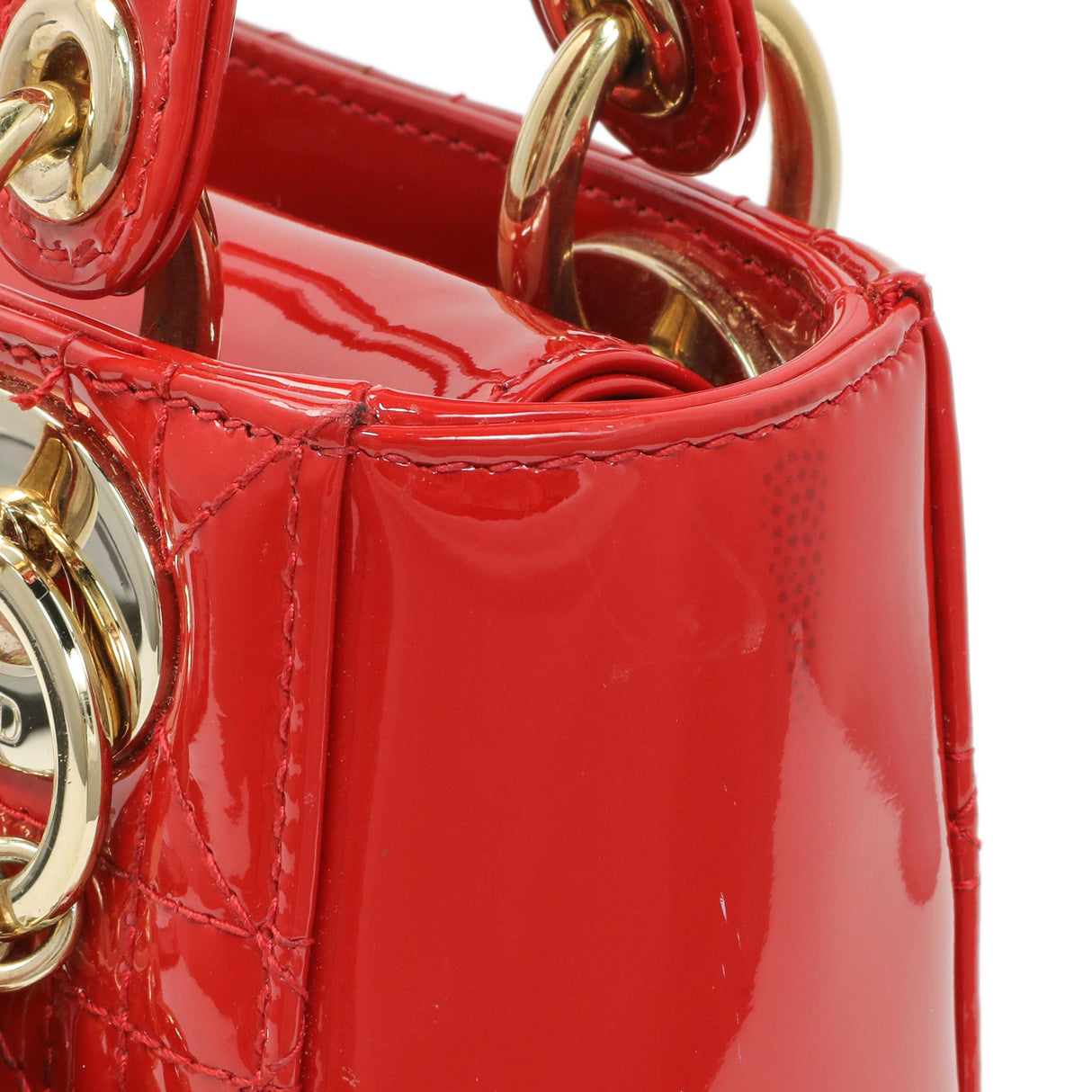 Christian Dior Red Patent Cannage Mini Lady Dior Handbags Christian Dior