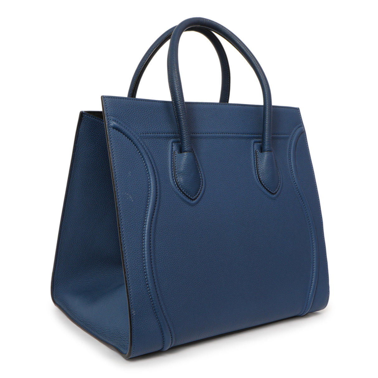 Celine Blue Grained Calfskin Medium Phantom Luggage Handbags Celine