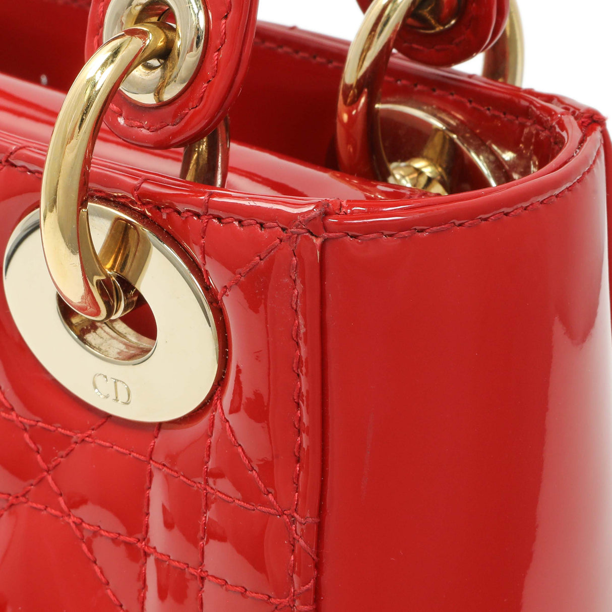 Christian Dior Red Patent Cannage Mini Lady Dior Handbags Christian Dior