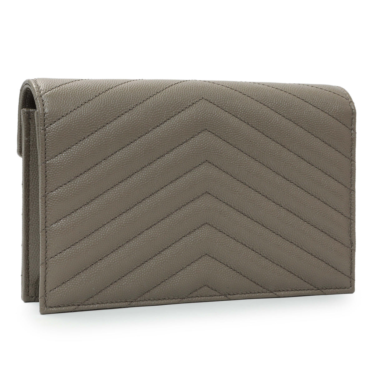 Saint Laurent Taupe Grey Grain De Poudre Envelope Chain Wallet Handbags Saint Laurent