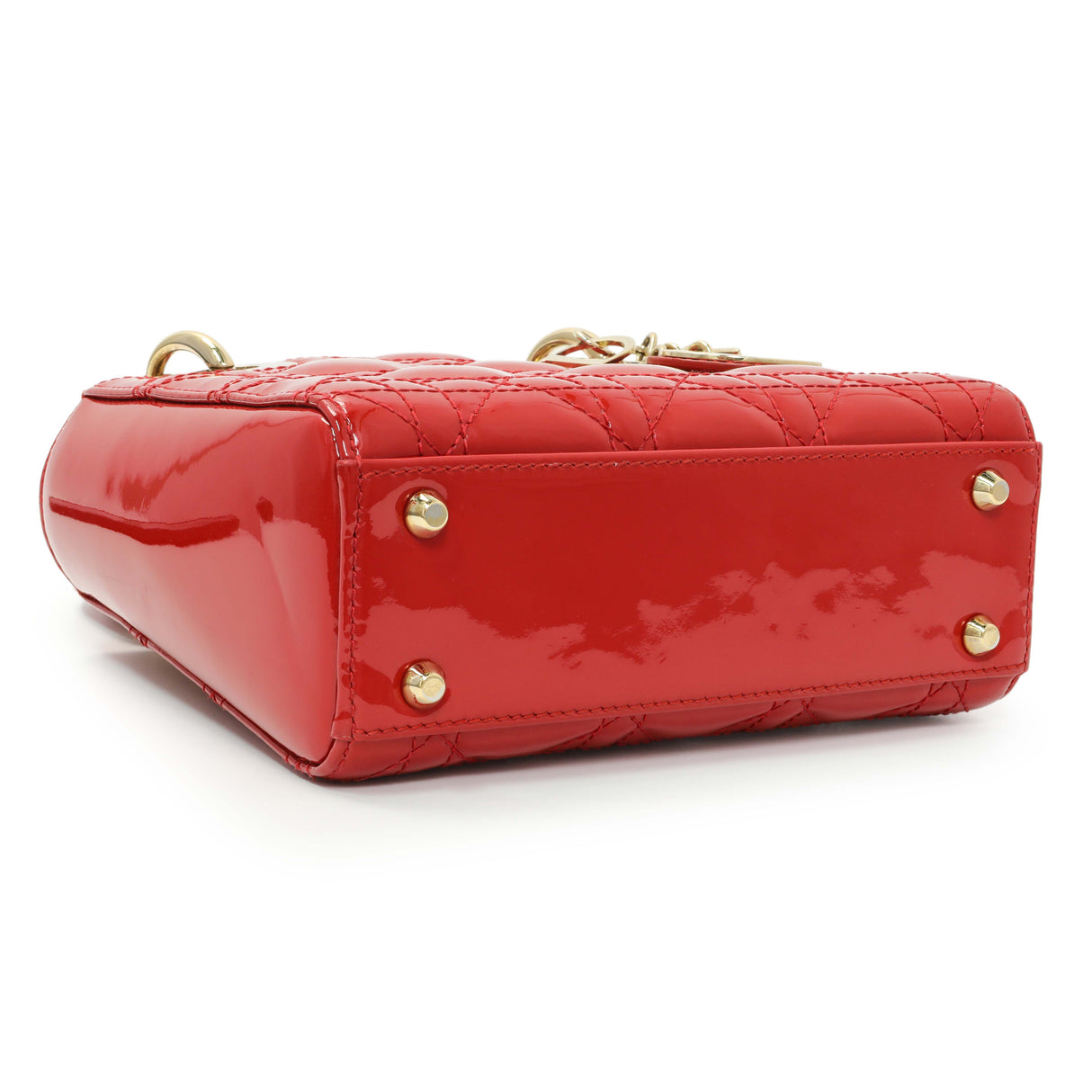 Christian Dior Red Patent Cannage Mini Lady Dior Handbags Christian Dior