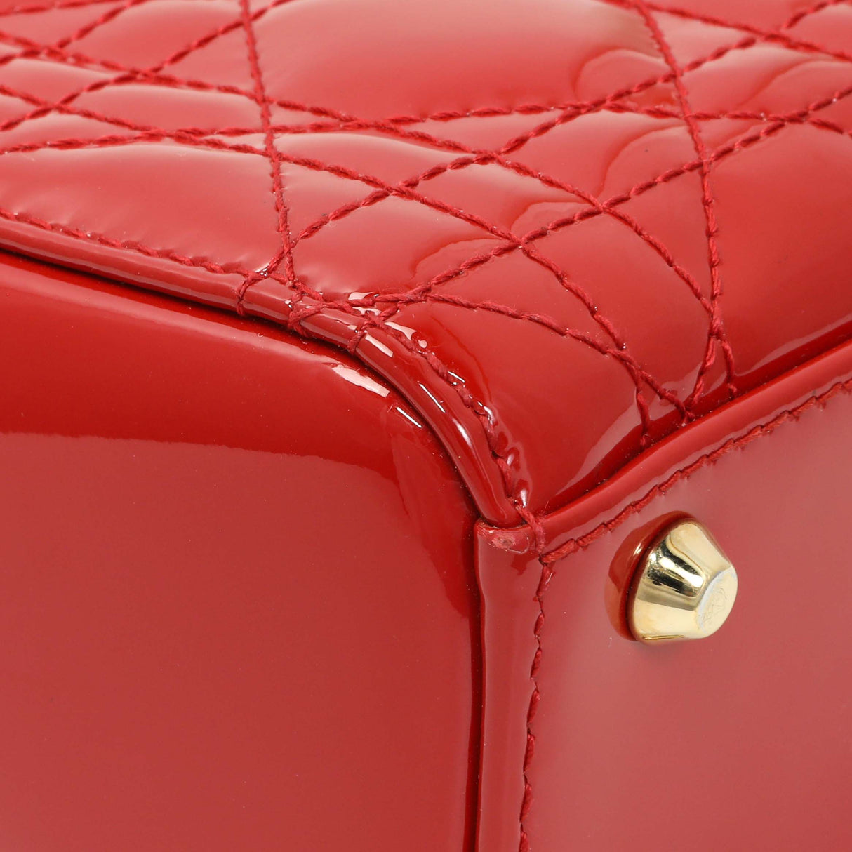 Christian Dior Red Patent Cannage Mini Lady Dior Handbags Christian Dior