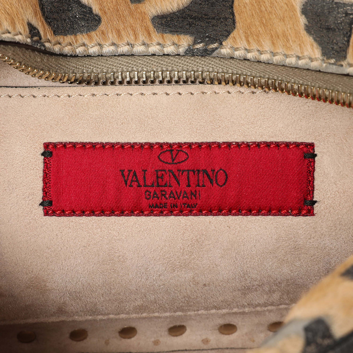 Valentino Calf Hair Leopard Rockstud Camera Crossbody Handbags Valentino