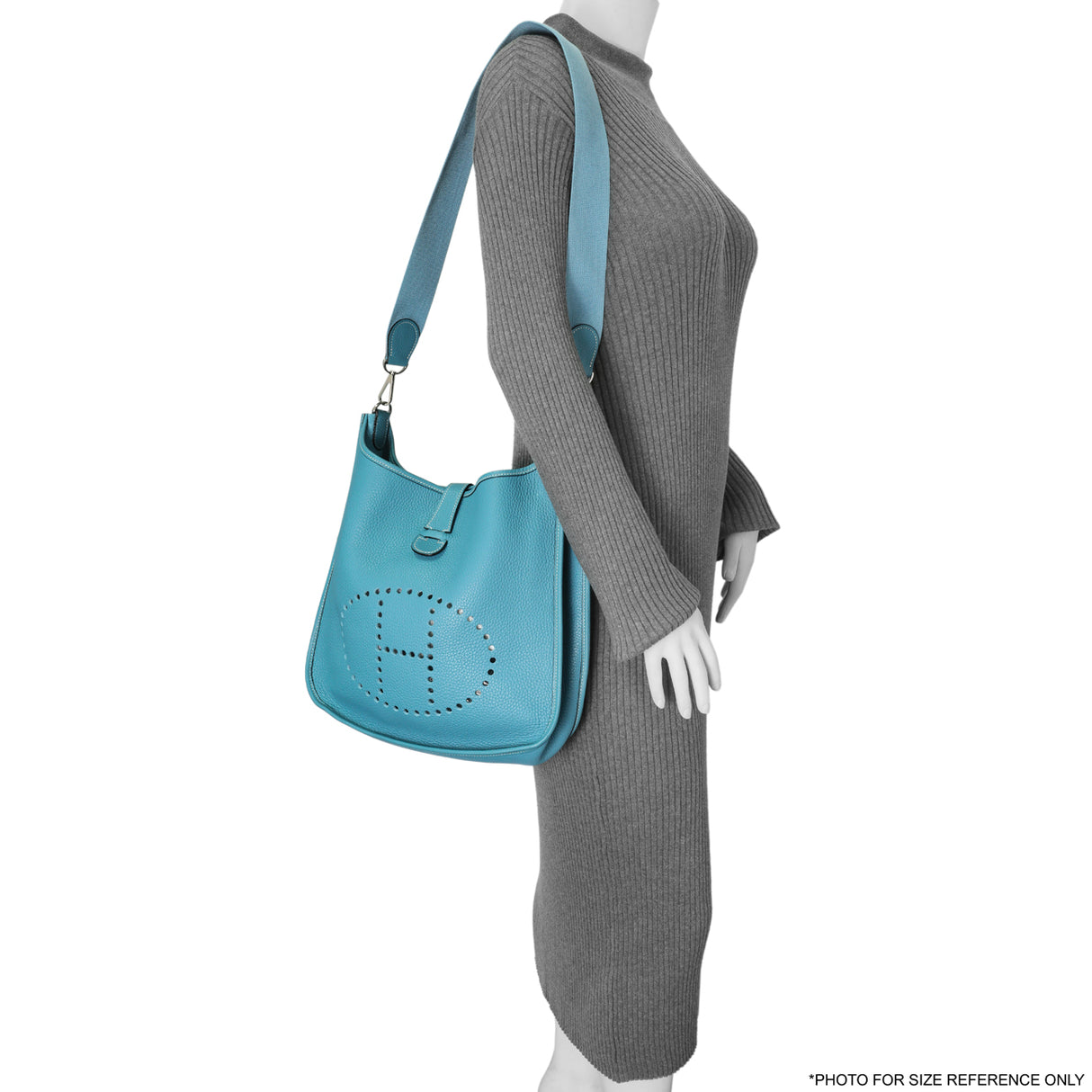 Hermes Blue Jean Clemence Evelyne II GM Handbags Hermes