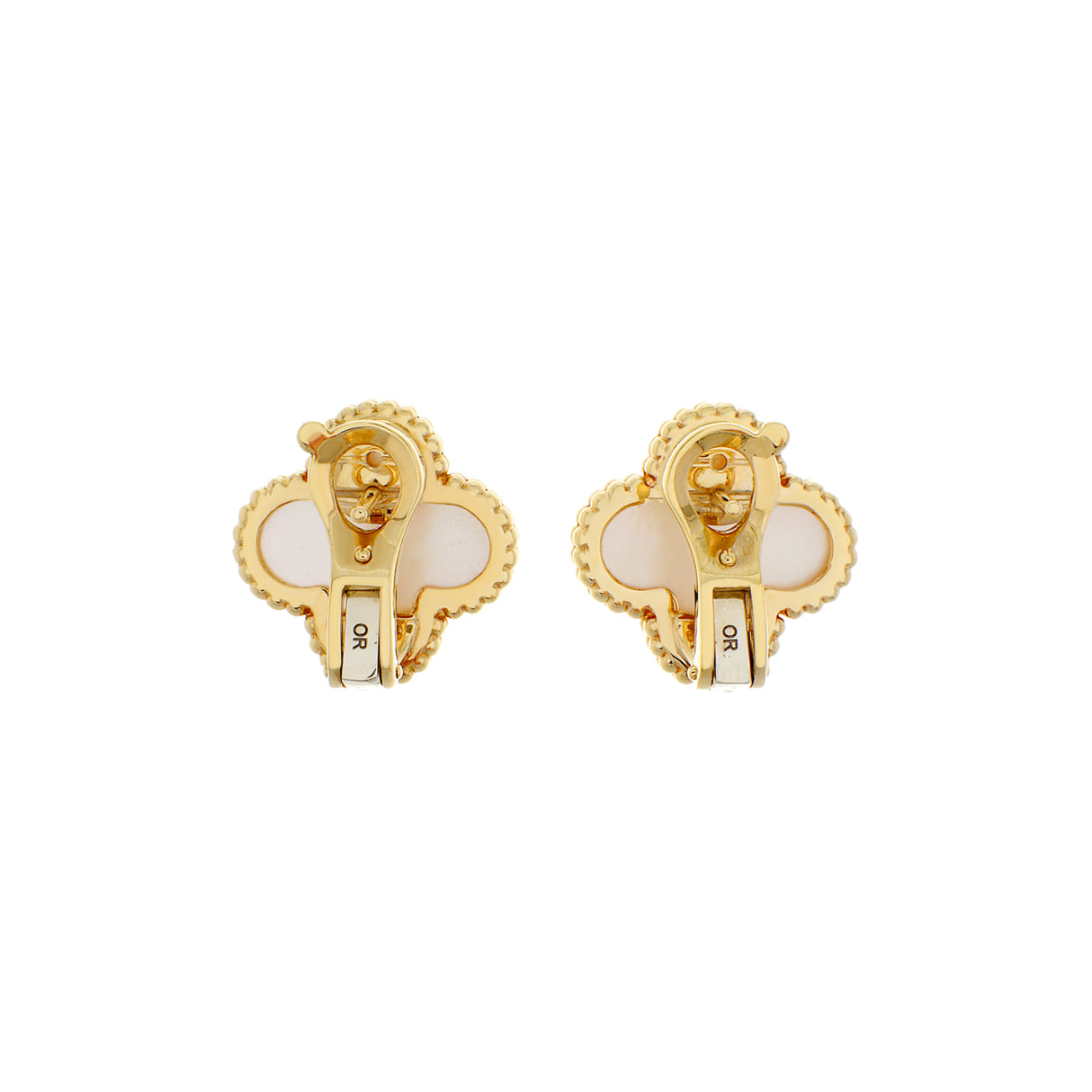 Van Cleef & Arpels 18K Yellow Gold Mother of Pearl Vintage Alhambra Earrings Designer Jewellery Van Cleef and Arpels