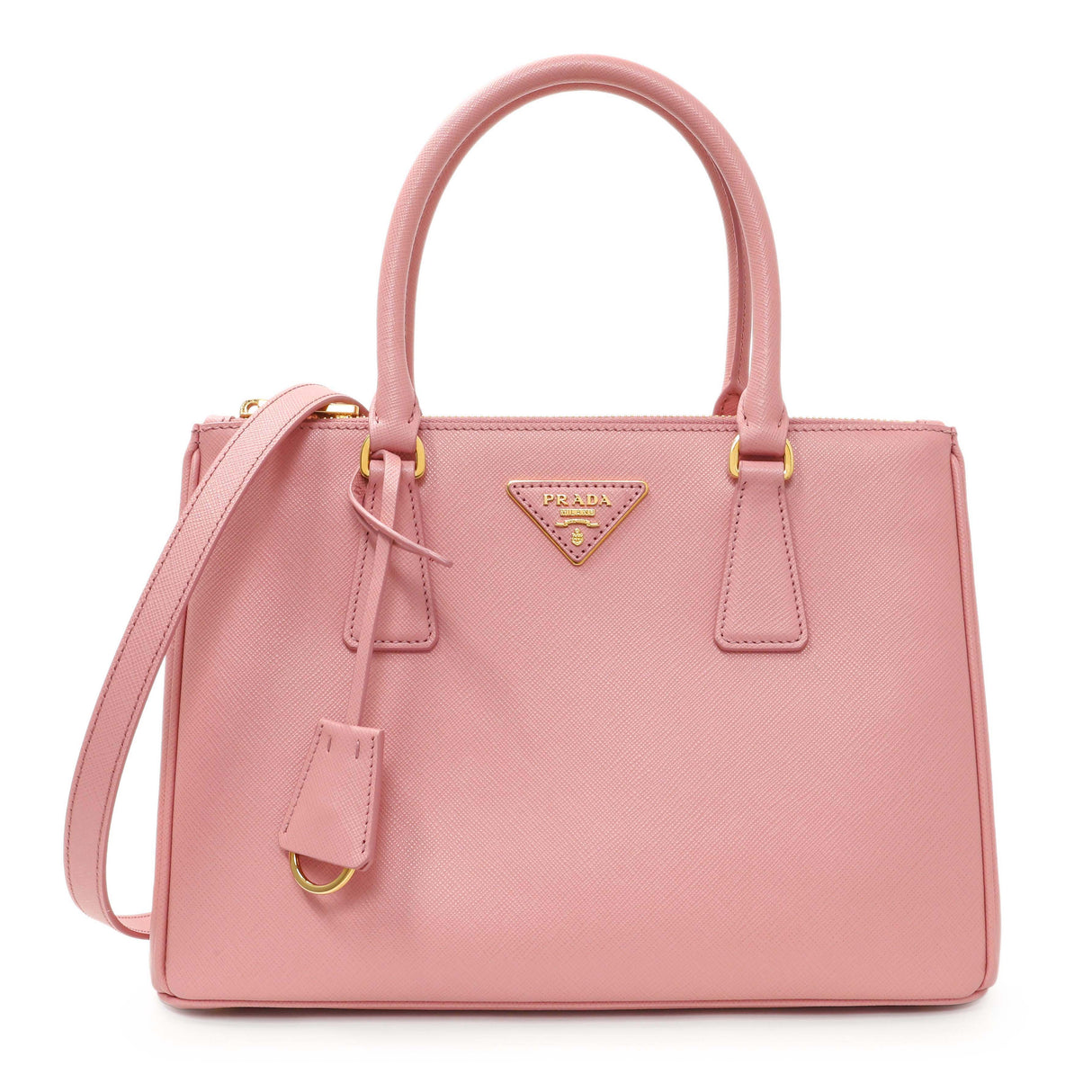 Prada Pink Saffiano Small Galleria Double Zip Tote Handbags Prada