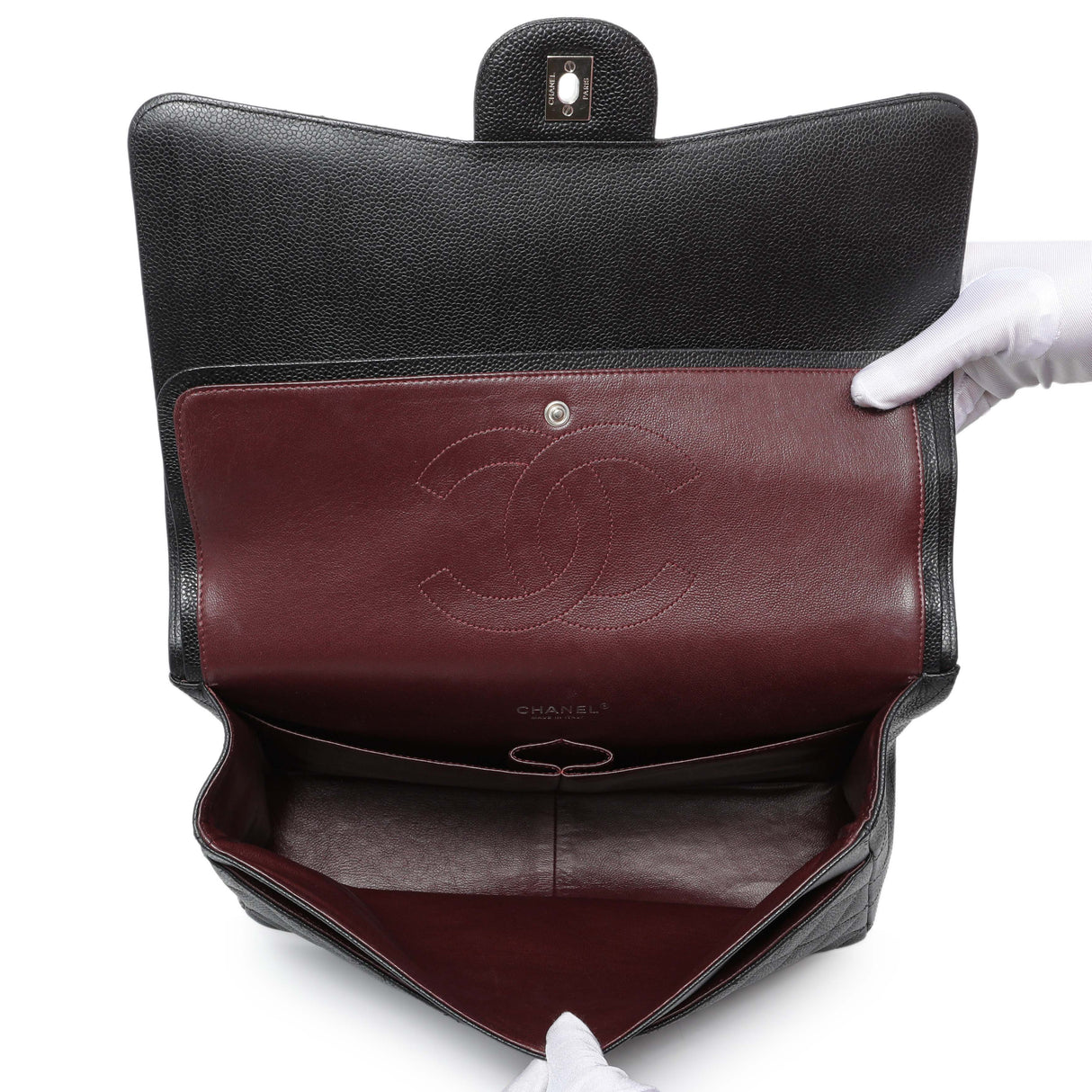 Chanel Black Quilted Caviar Maxi Double Flap Handbags Chanel