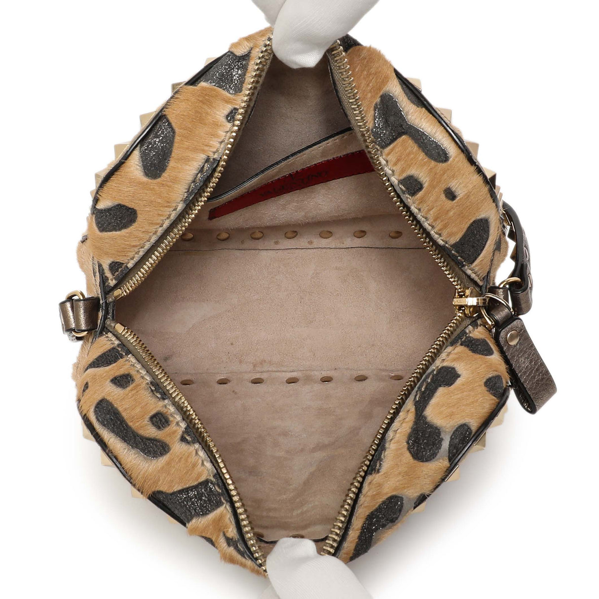 Valentino Calf Hair Leopard Rockstud Camera Crossbody Handbags Valentino