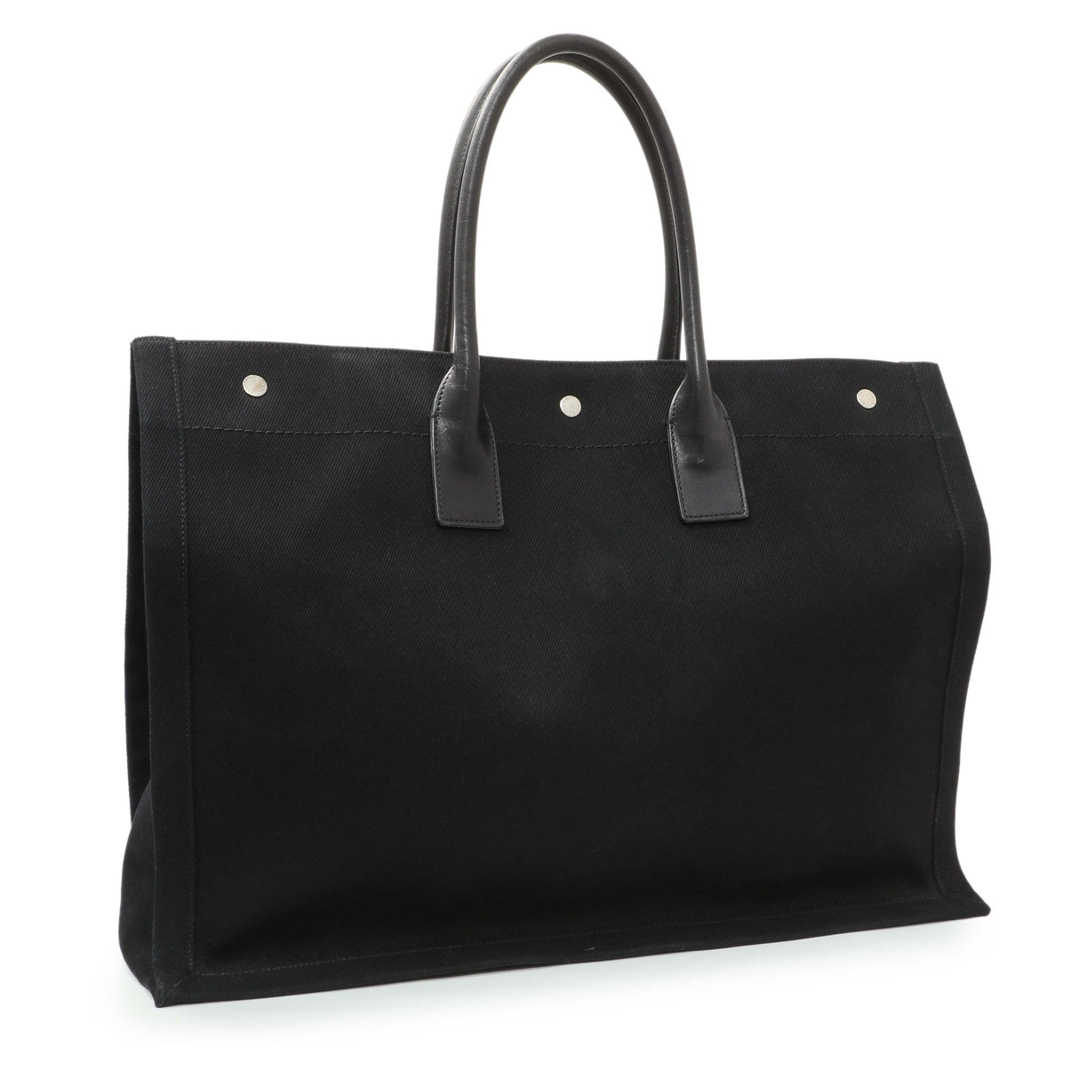 Saint Laurent Black Linen Calfskin Rive Gauche Tote Handbags Saint Laurent
