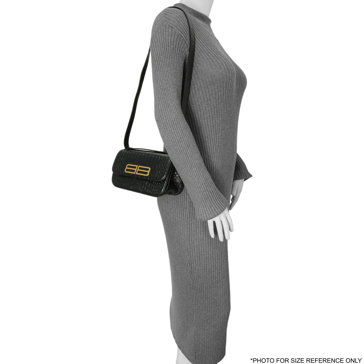 Balenciaga Black Crocodile Embossed Small Gossip Bag Handbags Balenciaga