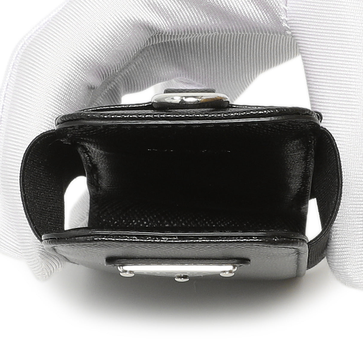 Prada Black Saffiano Triangle Lanyard Phone Case Accessories Prada