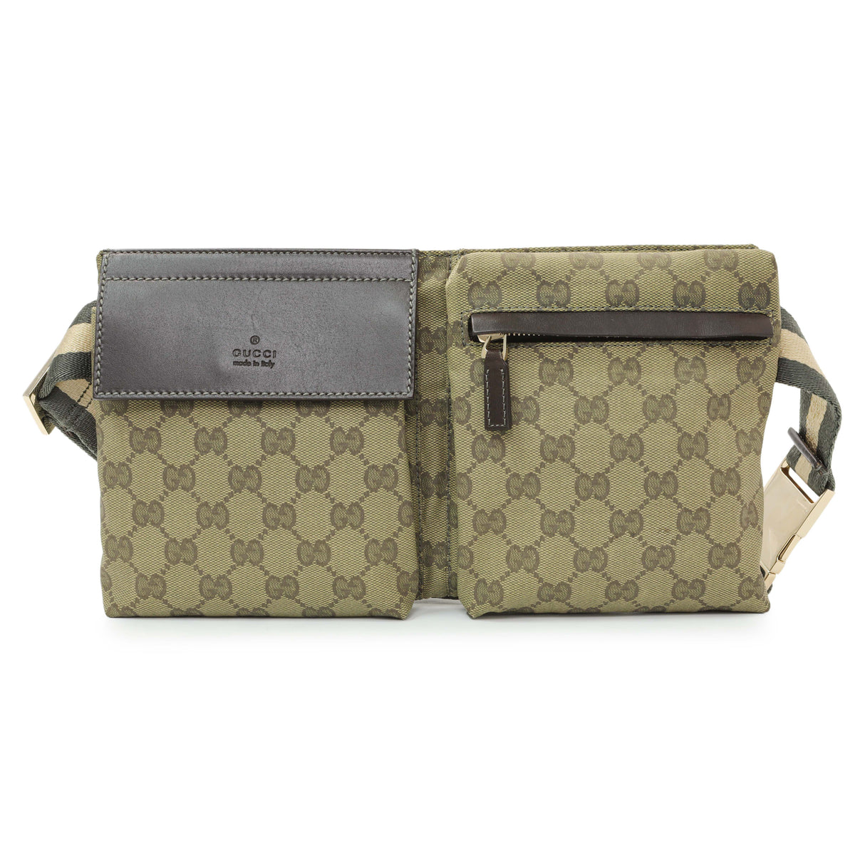 Gucci Monogram Coated Canvas Double Pocket Belt Bag Handbags Gucci