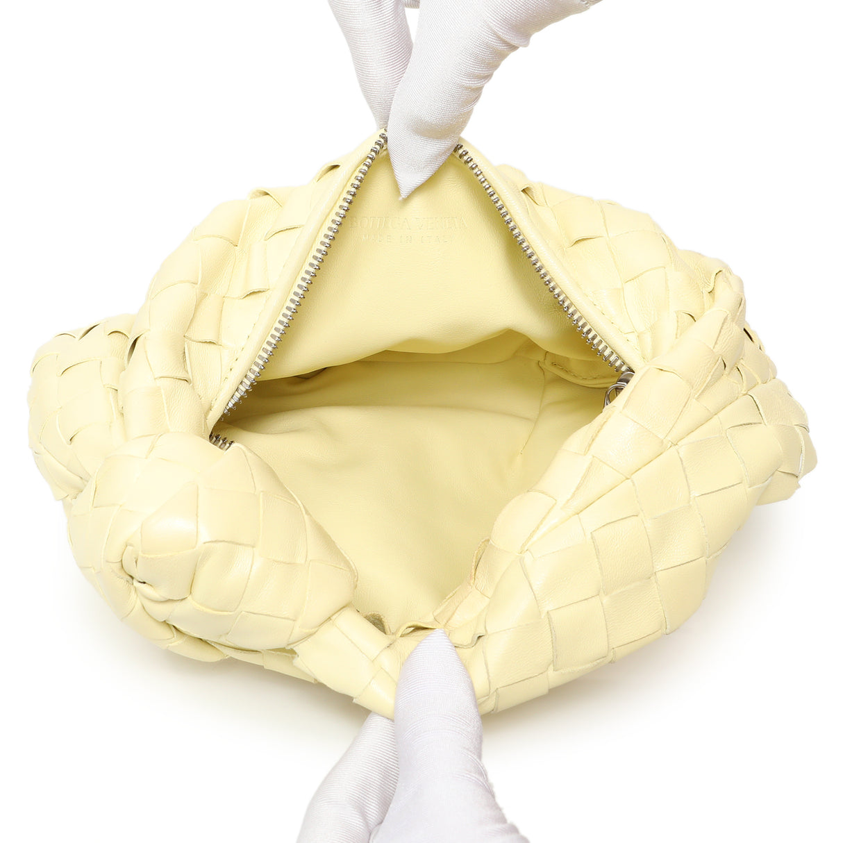 Bottega Veneta Pale Yellow Nappa Intrecciato Mini Jodie Handbags Bottega Veneta