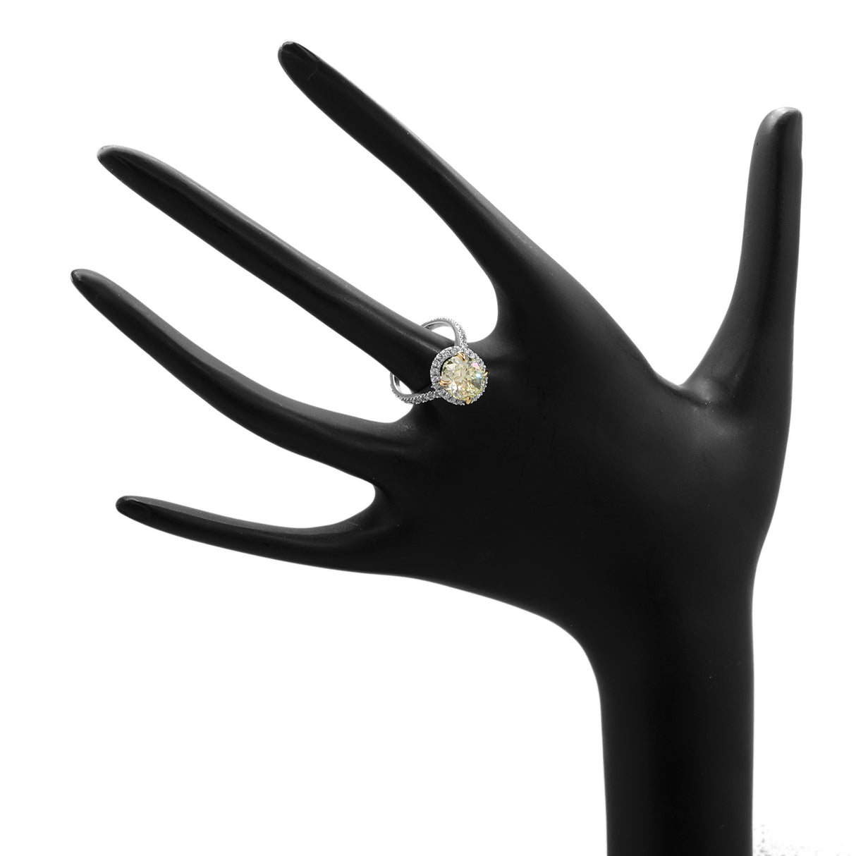 18K White Gold 3.26 Carat Oval Fancy Yellow Diamond Halo Ring Fine Jewellery Modaselle