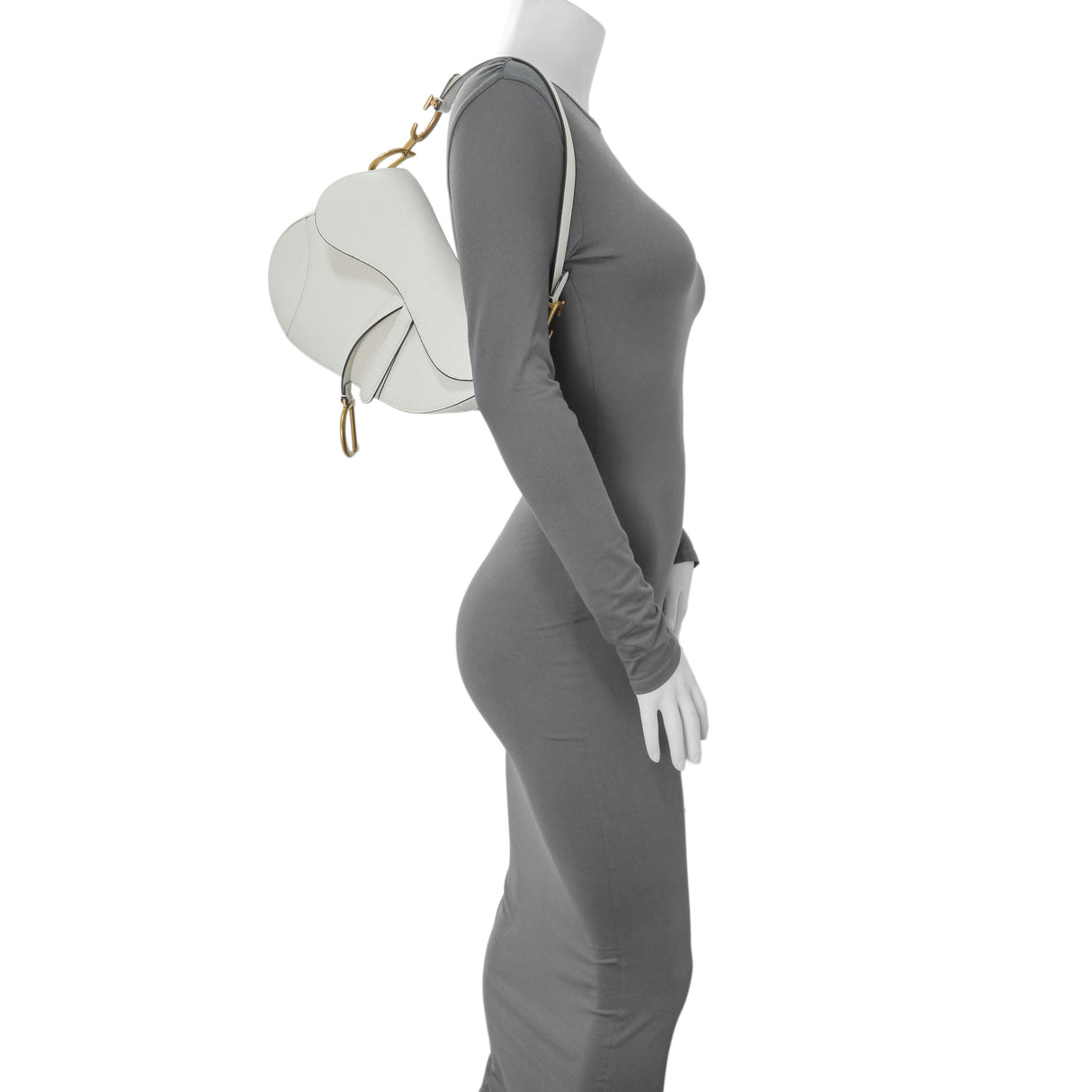 Christian Dior White Grained Calfskin Saddle Bag Handbags Christian Dior