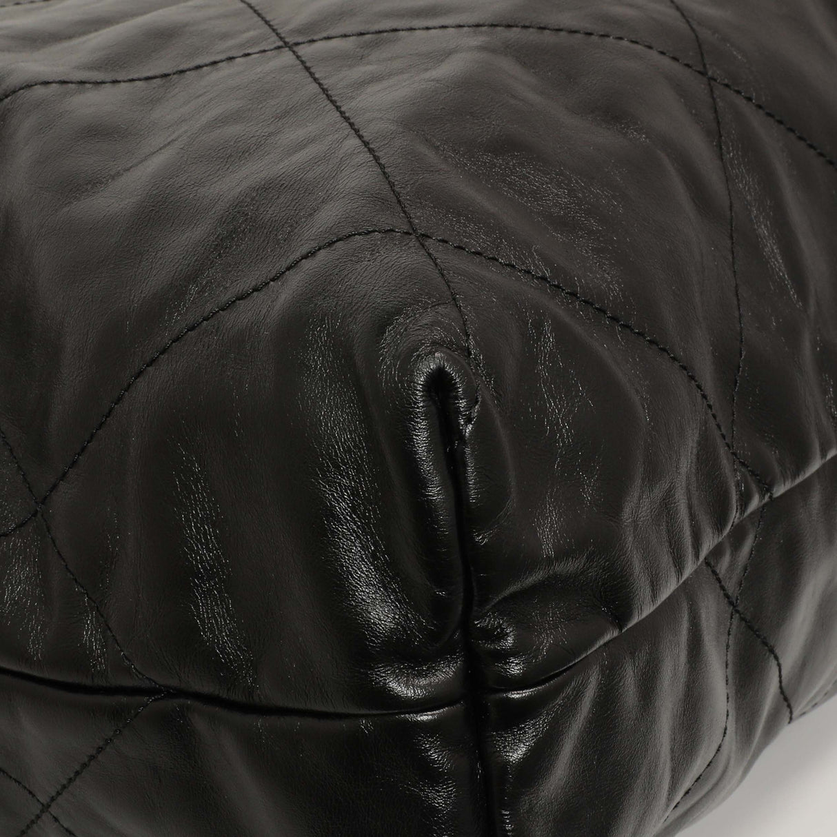 Chanel Shiny Black Quilted Shiny Calfskin Large Chanel 22 Handbags Chanel