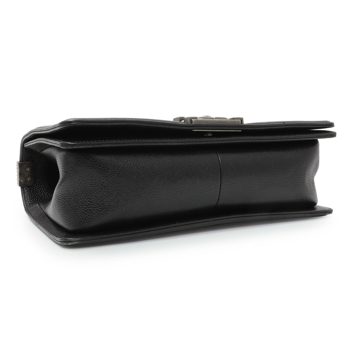 Chanel Black Chevron Quilted Caviar Medium Boy Flap Handbags Chanel