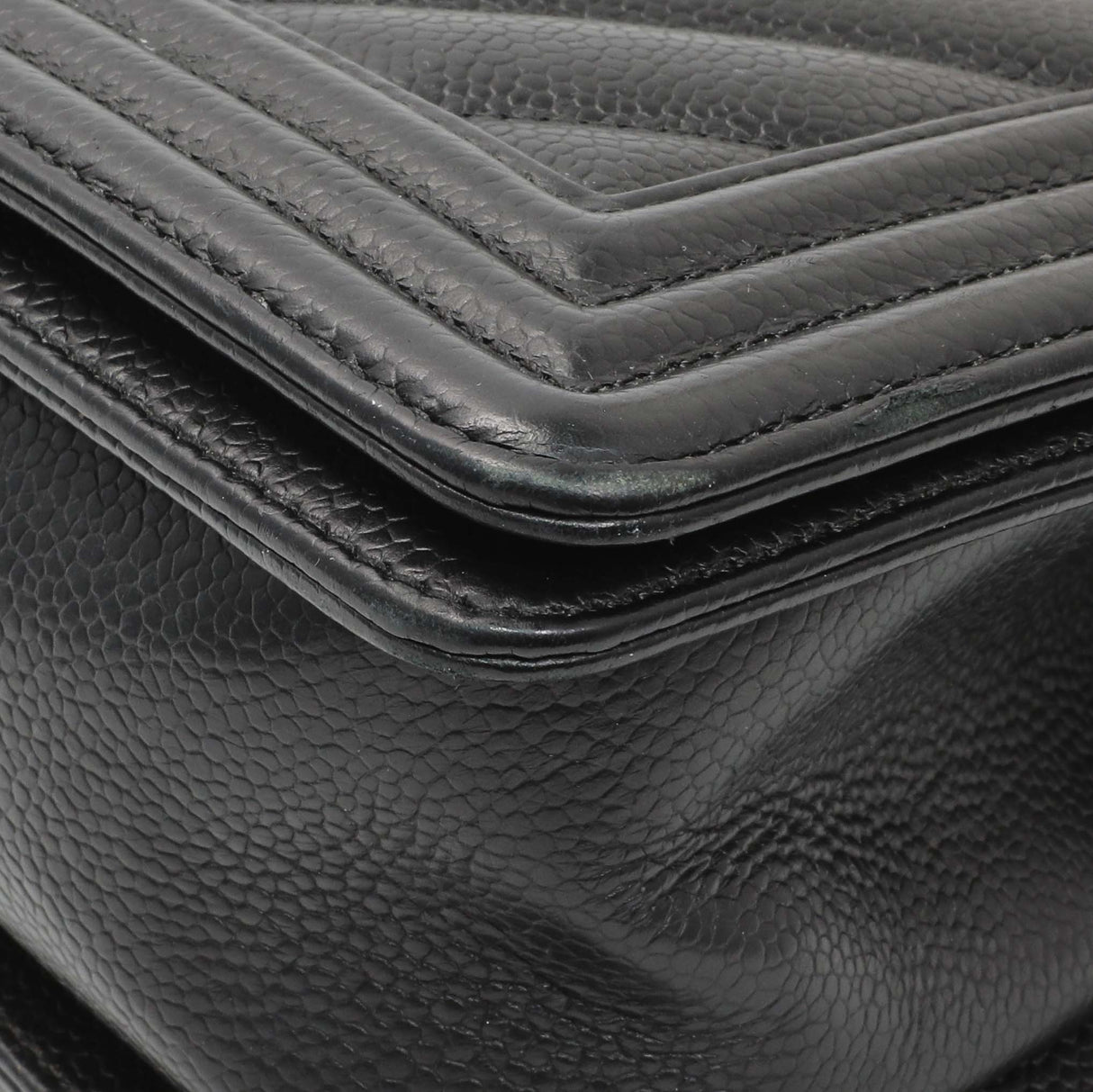 Chanel Black Chevron Quilted Caviar Medium Boy Flap Handbags Chanel