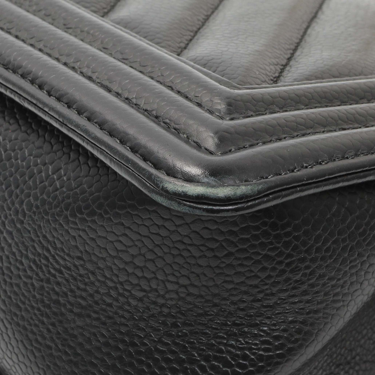 Chanel Black Chevron Quilted Caviar Medium Boy Flap Handbags Chanel