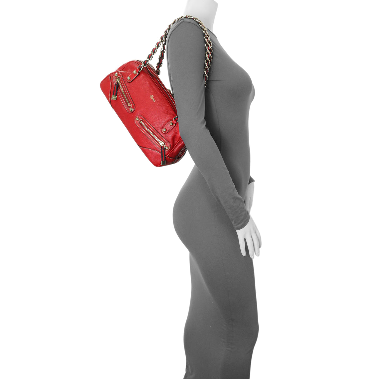 Gucci Red Calfskin Capri Small Bowler Handbags Gucci