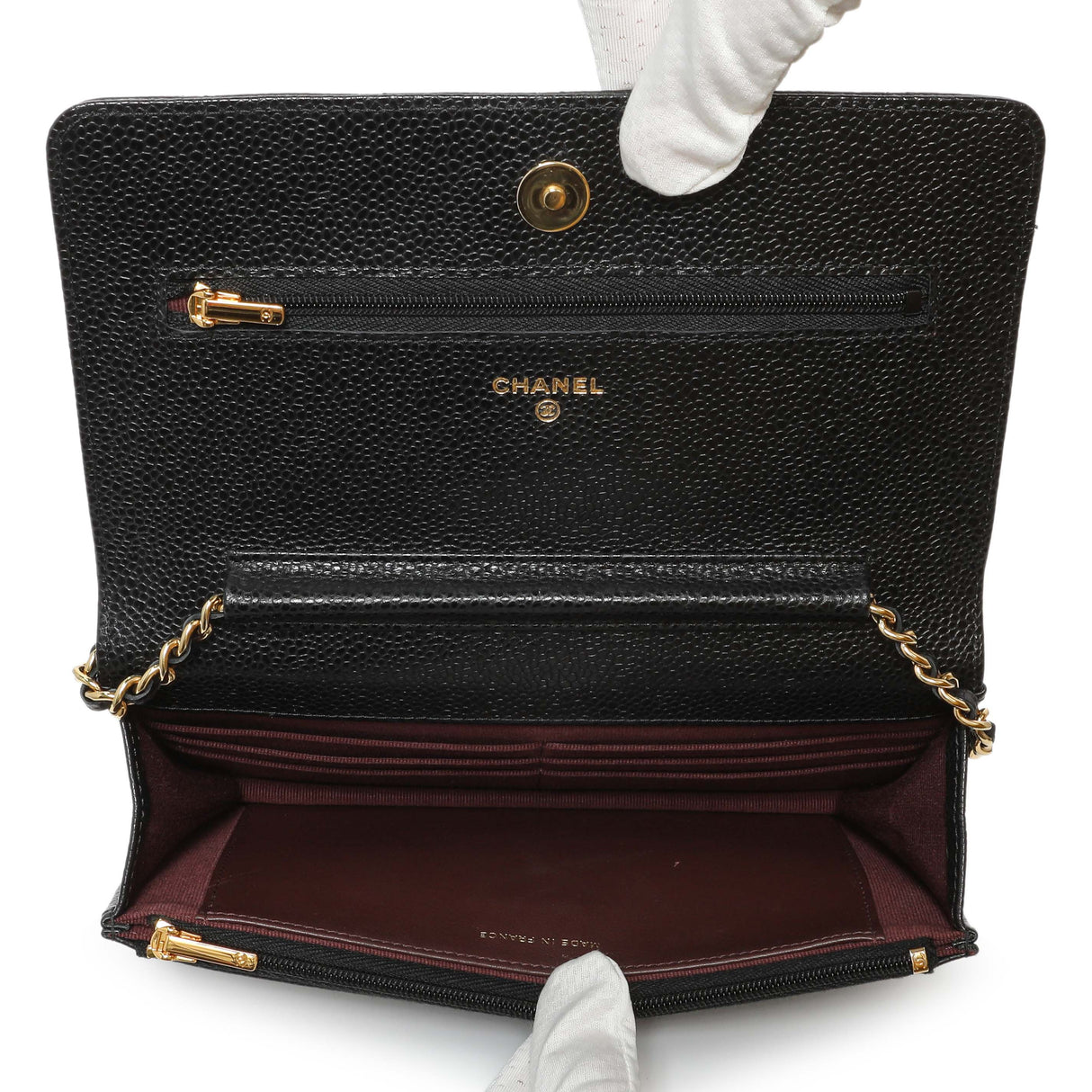 Chanel Black Quilted Caviar Wallet on Chain Handbags Chanel