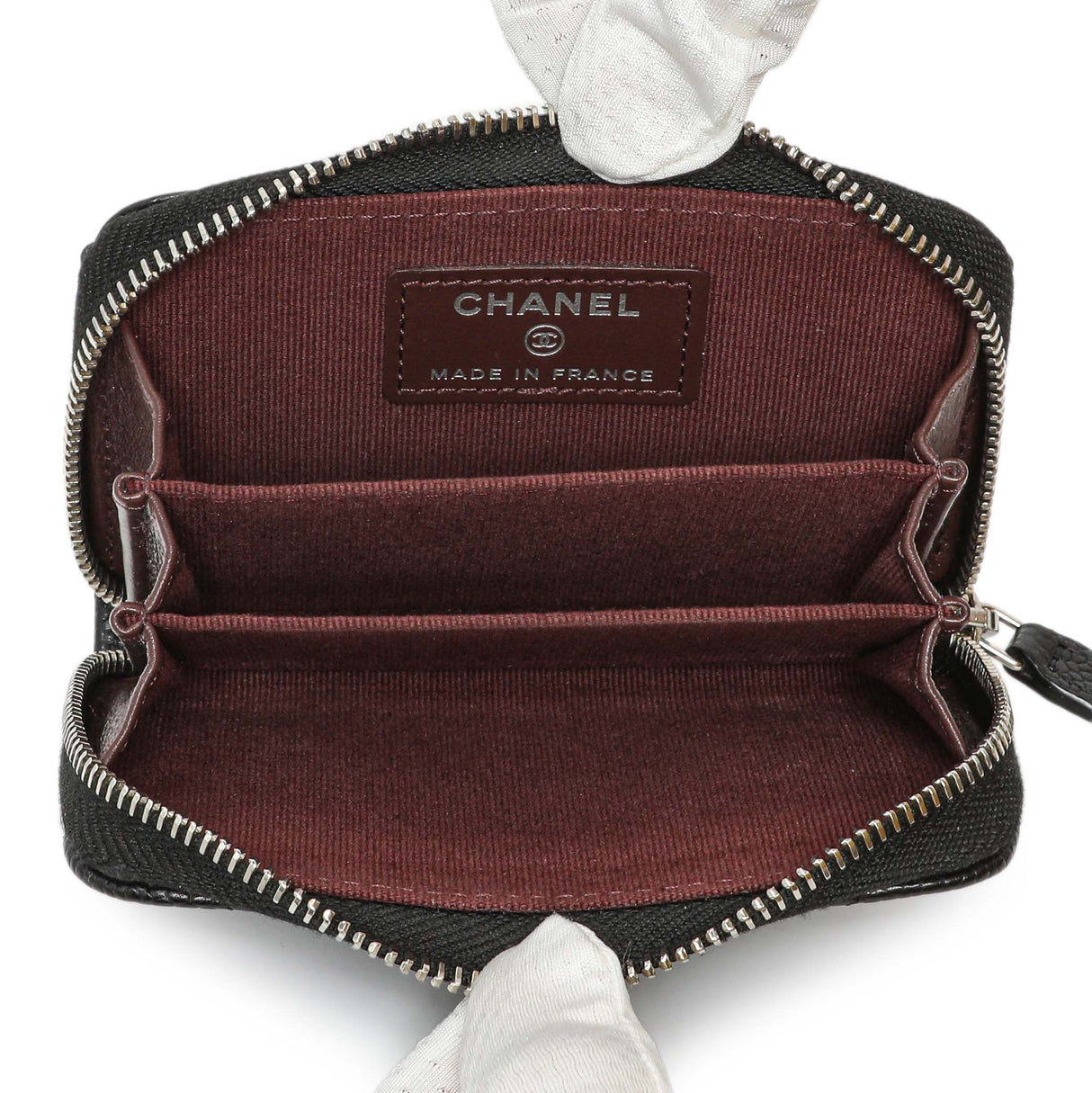 Chanel Black Quilted Caviar Zip Coin Purse Accessories Chanel