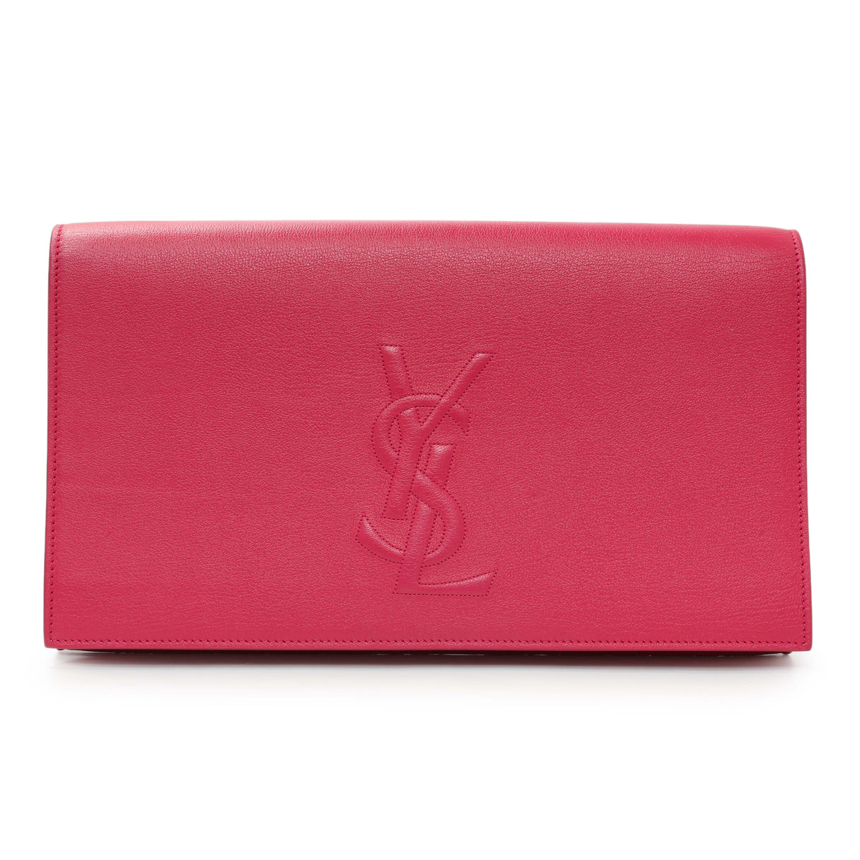 Saint Laurent Fuchsia Calfskin Monogram Large Belle De Jour Clutch Handbags Saint Laurent