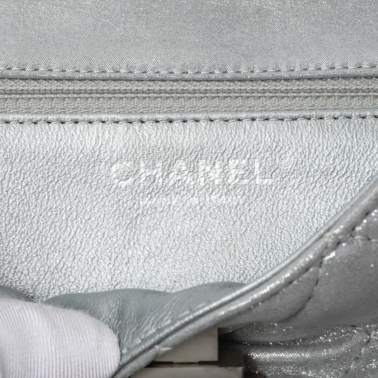 Chanel Silver Iridescent Calfskin Roll Reissue Clutch Handbags Chanel