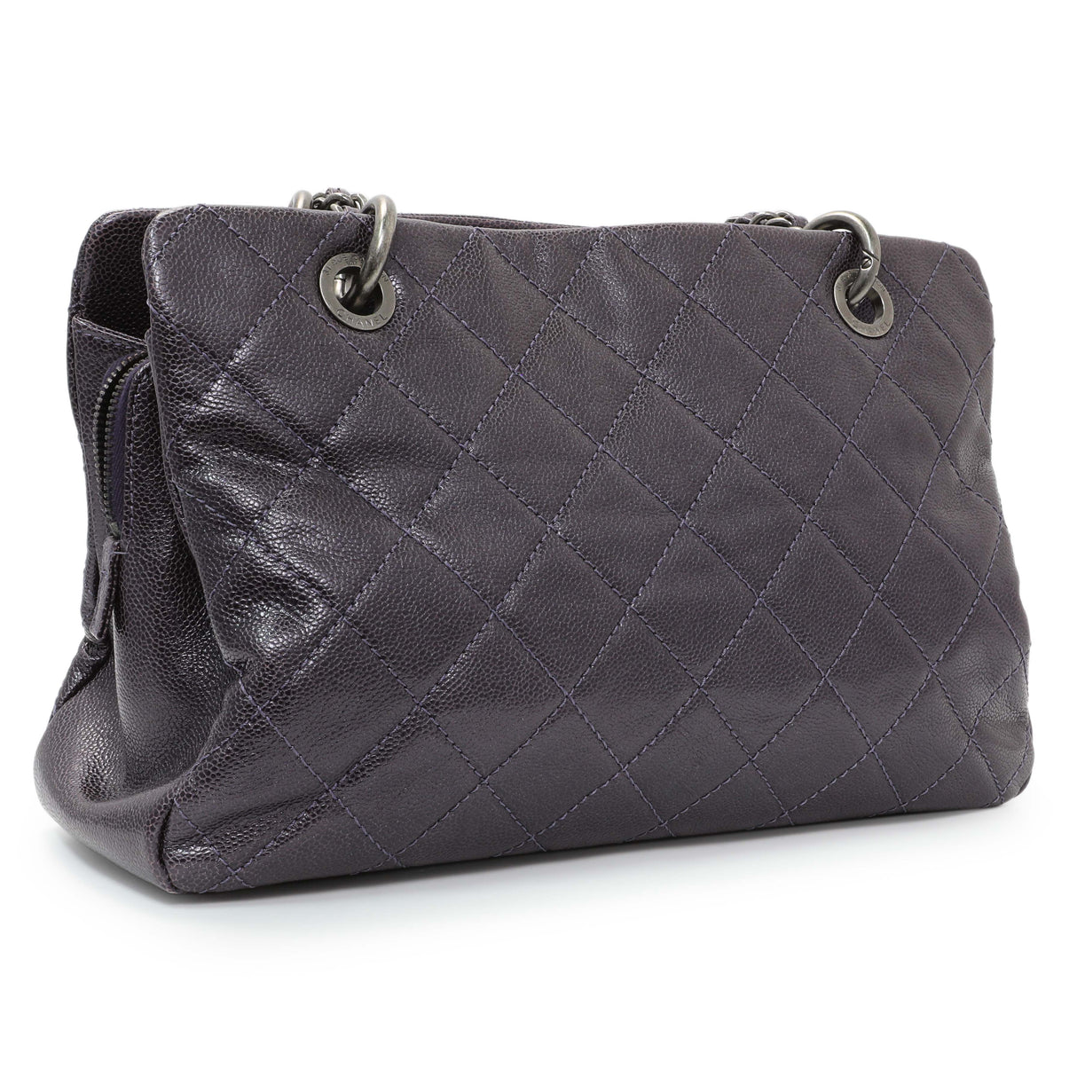 Chanel Purple Iridescent Caviar Quilted Chic Shopping Tote Handbags Chanel