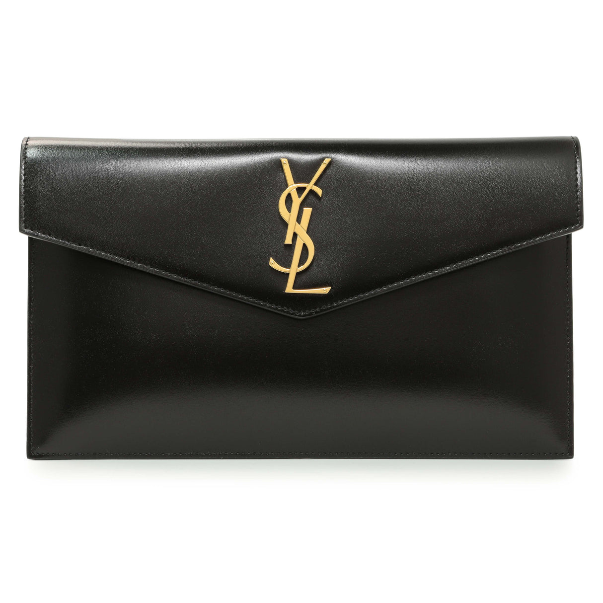 Saint Laurent Black Smooth Shiny Calfskin Monogram Uptown Pouch Handbags Saint Laurent